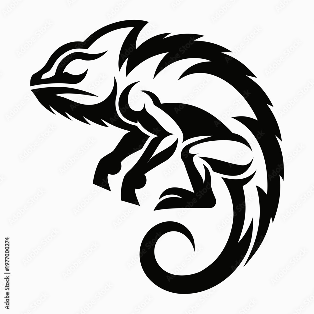 Obraz premium Black lizard icon, reptile silhouette, animal logo, monochrome illustration