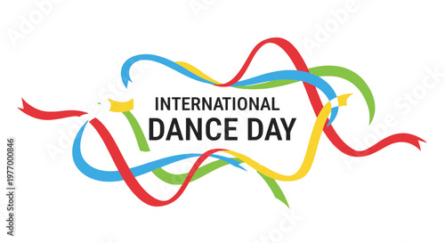 International Dance Day colorful ribbon logo.