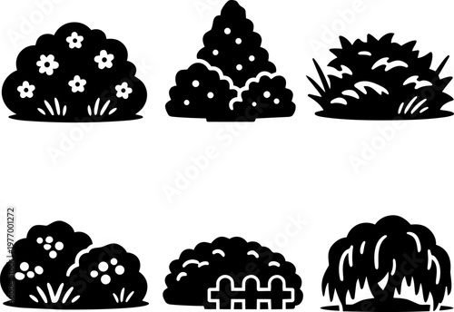 Vector line icon garden bush nature plants. Vector
