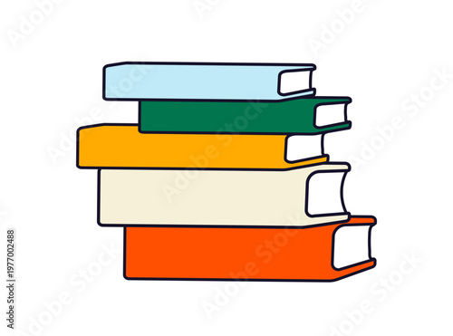 Stacked books. Paper literature for reading, learning. Education, study, knowledge and literacy concept. Abstract schoolbooks, grammar. Flat vector illustration isolated on white background