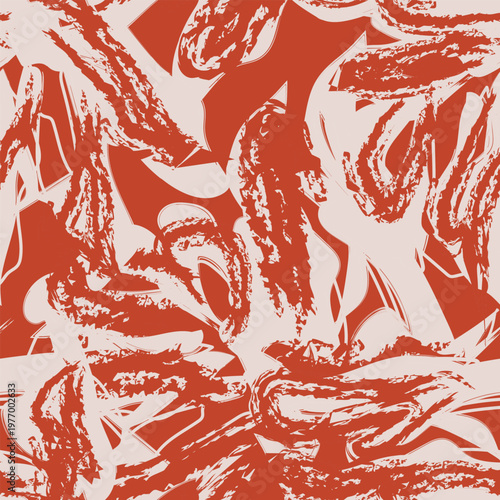 Brushstroke Pattern For Textile Design In Terracotta And Beige