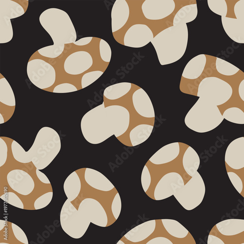 Brown Mushroom Pattern Design Print For Fashion Textile And Homeware