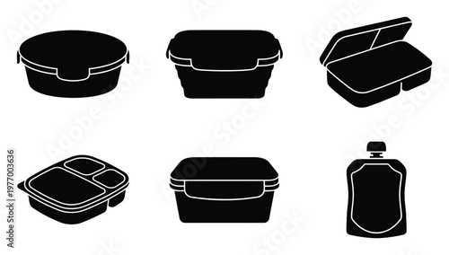 Diverse collection of food storage containers and a convenient squeeze pouch suitable for packing lunches, preparing meals, and organizing snacks for daily use.