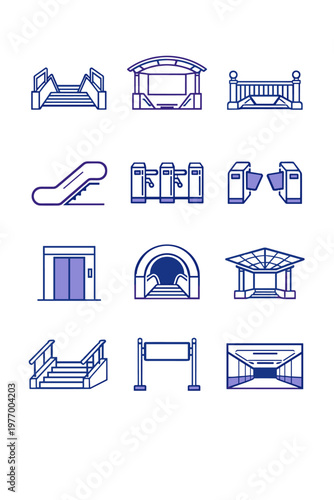 Tunnel frame image simple vector elevator generation corridor stairs barrier icon station