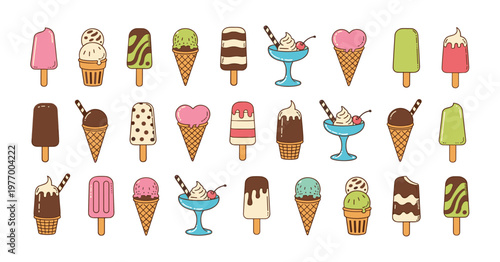 Assorted Ice Cream Treats and Popsicles Collection