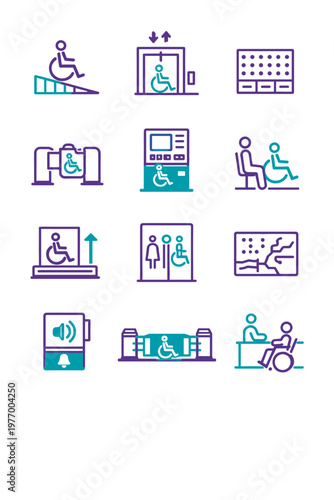 Map icon simple ramp vector desk platform seating image generation accessibility elevator