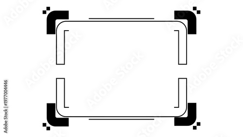 Minimalist Geometric Frame Vector Illustration with Camera Viewfinder Elements and Copy Space for Digital Interface Design