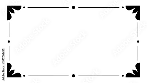 Minimalist vintage decorative frame vector illustration with floral corners and dotted lines for invitation or certificate design