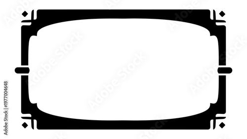 Ornamental black frame silhouette vector illustration with curved edges for elegant border design and invitation layout