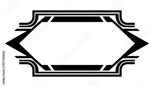 Art Deco Geometric Frame Vector Illustration for Labels and Invitations in Minimalist Black and White Style
