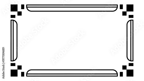 Minimalist geometric black and white rectangular border vector illustration for digital design and print templates