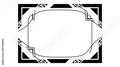 Art Deco Geometric Frame Vector Illustration for Vintage Invitation and Certificate Border Design