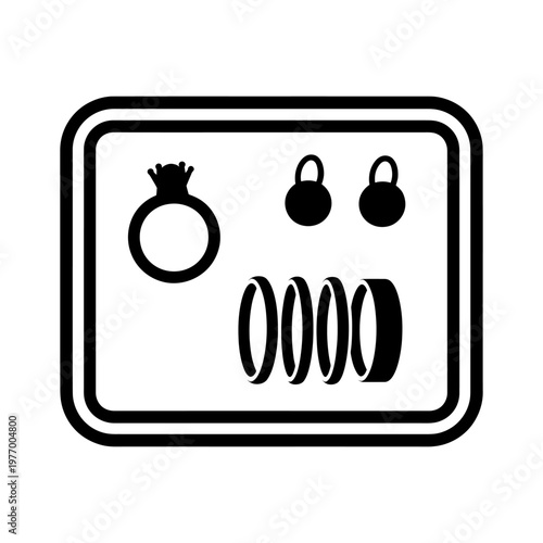 Minimalist ring, earrings, and wedding bands design on white