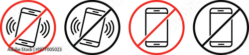 No phone icon set. Turn off phone icon set. Vector illustration