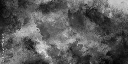 Abstract white and gray isolated cloud cumulus clouds. Gray aquarelle painted realistic fog or mist smoky textured canvas design. White and ash messy wall stucco texture background.	
