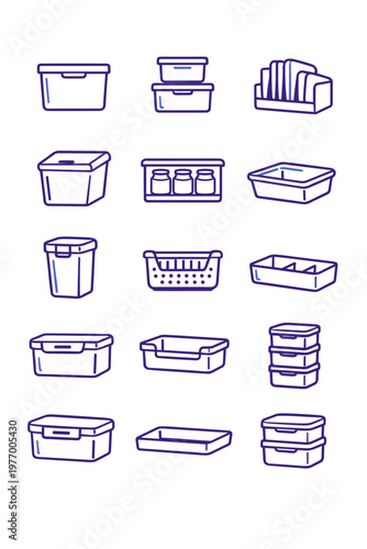 Sealed container bin clear food icon simple basket dry image generation stackable