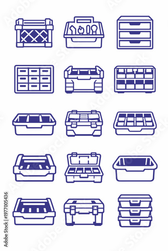 Bin container tote storage tool icon vector stackable icons garage supply