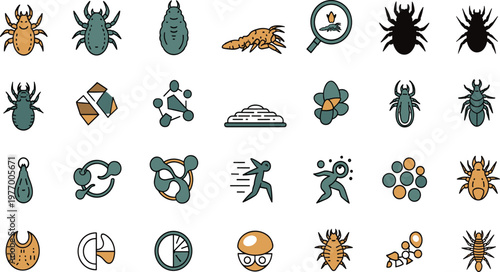 Bacteria and Microorganism Vector Set with Germ Virus Cells Icons Isolated on White Background