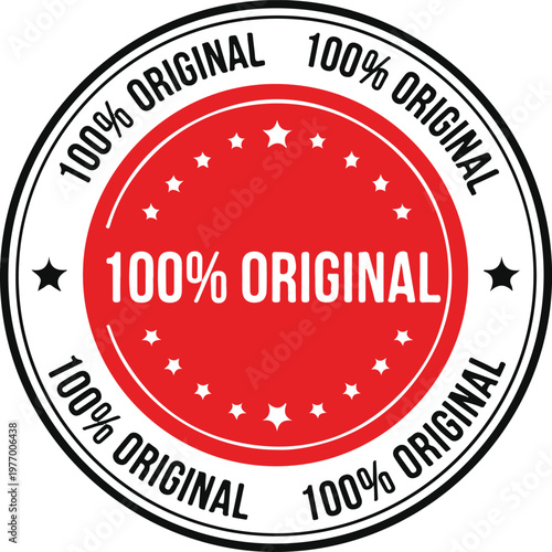 100 percent original stamp with red and white design