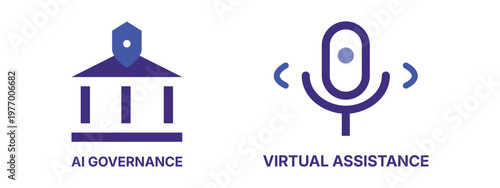 Governance and virtual assistance icons modern digital solutions