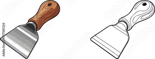 Knife illustration & outline set isolated on transparent background