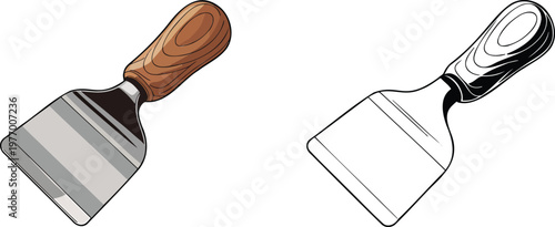 Knife illustration & outline set isolated on transparent background