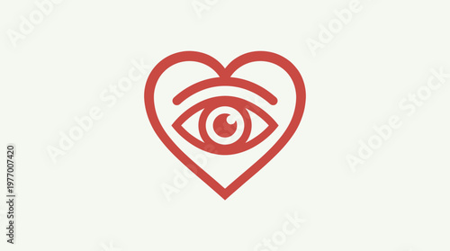 Heart with Eye Symbolic Design on White Background
