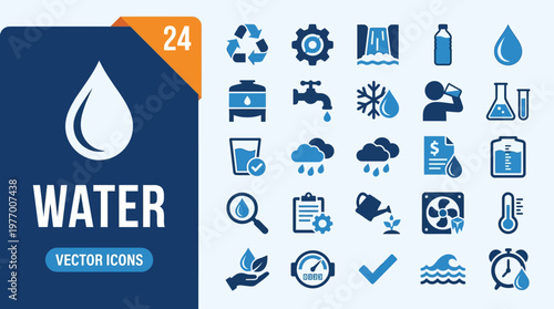 Water Icon Set: Droplet Vector Icons for UI Design, Infographics, and Web Graphics