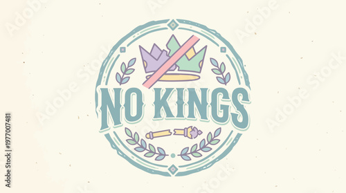 No Kings Badge with Crossed-Out Crown