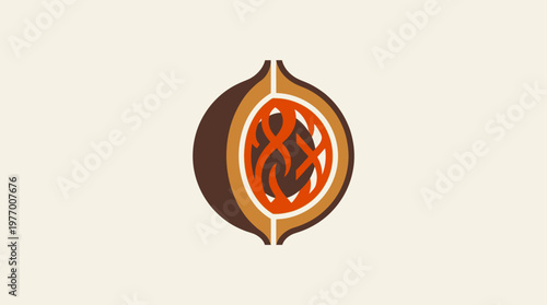 Abstract Graphic of a Walnut Nut