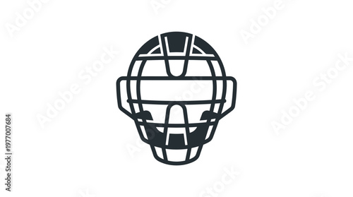 Minimalist Catchers Mask Icon on White