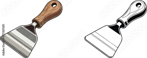 Knife illustration & outline set isolated on transparent background