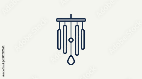 Minimalist Wind Chime Icon on a Light Background