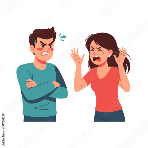 Angry Couple Arguing and Shouting, Relationship Conflict, Emotional Stress