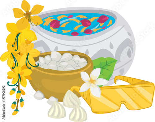 Gold bowl with jasmine cascade for luxury holiday art