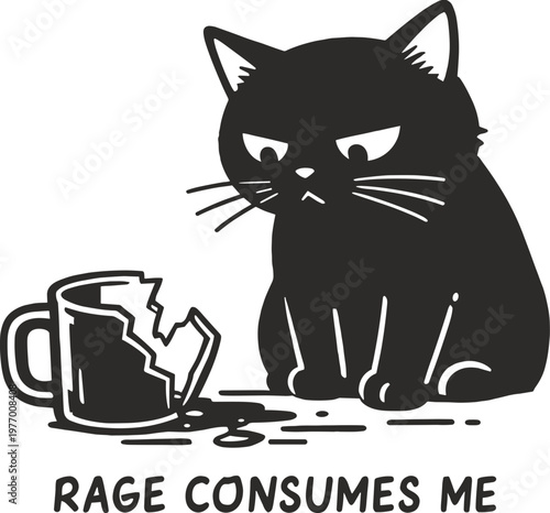 Rage Consumes Me Svg, Funny Black Cat Meme Svg