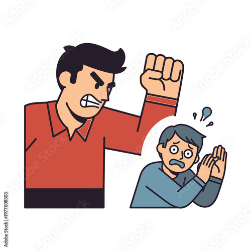 Angry Man Threatening Scared Person