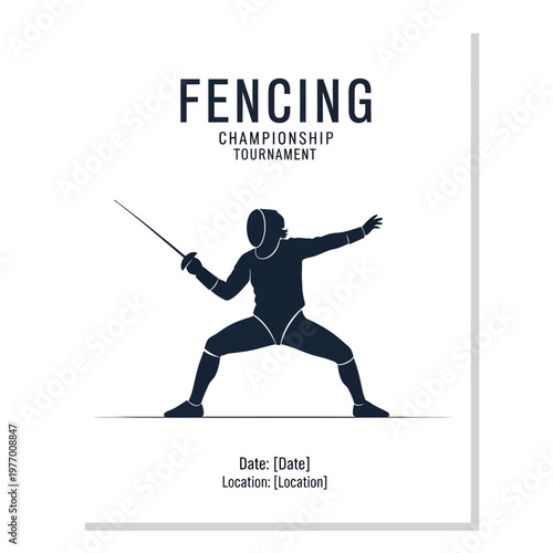 Fencing Championship Tournament Silhouette - Athlete in Action with Sword