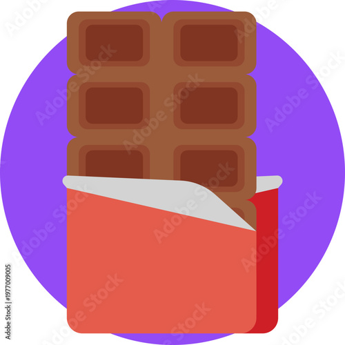 A stylized chocolate bar partially unwrapped, symbolizing traditional Dutch sweets and confectionery.