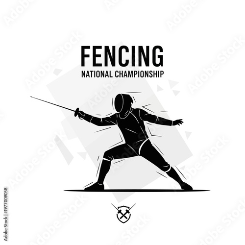 Fencing National Championship Silhouette - Athlete in Action Pose