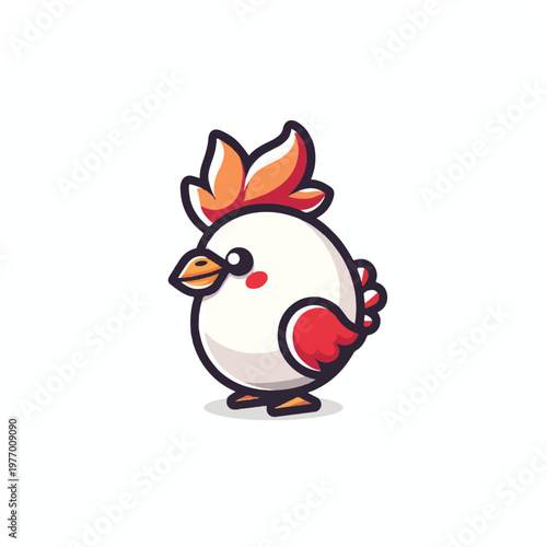 Cartoon Rooster Bird Character Design.