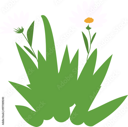 Nature Grass with Flower Decoration