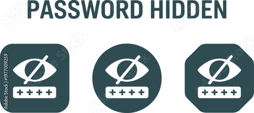 Password Hidden Icon Set for Secure Login and Privacy Protection in User Interface Design