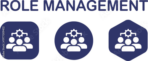 Role Management Icon Set for Team Organization and User Access Control in Blue Flat Design