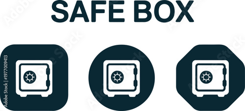 Safe Box Icon Set – Security Vault Symbols for Banking, Finance, and Protection Applications