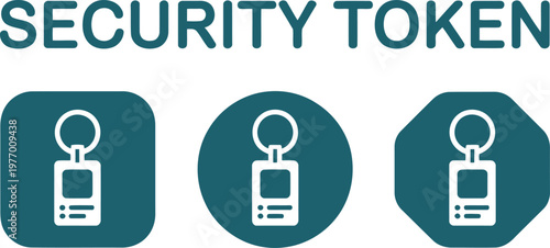 Security Token Icon Set for Digital Authentication and Access Control Systems