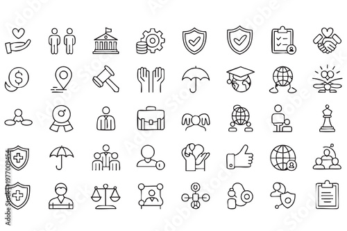 Social Services Icon Collection for Community Support and Protection
