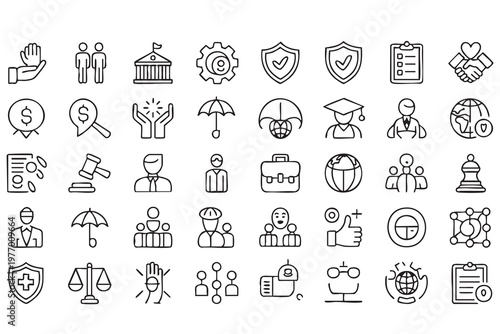 Healthcare and Social Protection Icons for Public Welfare Programs