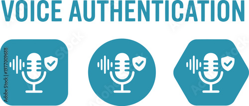 Voice Authentication Icons Set – Secure Biometric Identification and Audio Verification Symbols