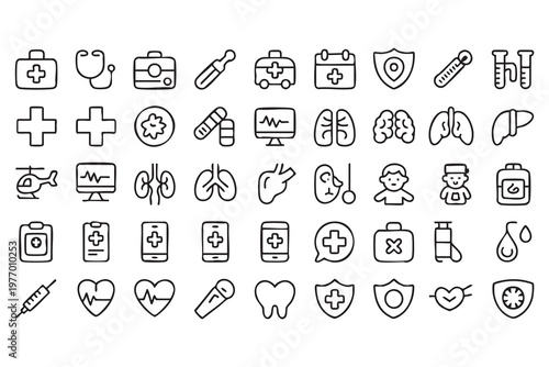 Medical Healthcare Icon Set for Hospital and Clinical Services